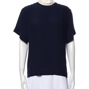 EU 34 (US 2) Chloe Silk Navy Short Sleeve Top